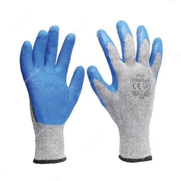 Vaultex Latex Coated Gloves, ENH, Size10, Blue, PK12