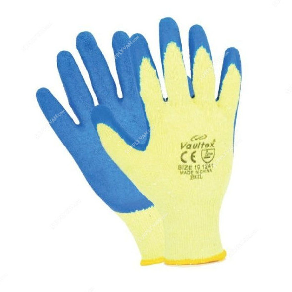 Vaultex Latex Coated Gloves, BGL, Size10, Blue, PK12