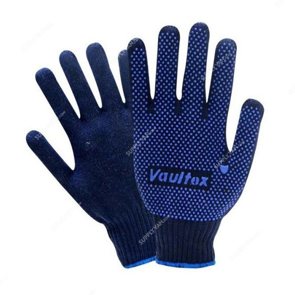 Vaultex Single Side Dotted Gloves, CRD, Free Size, Blue, PK12