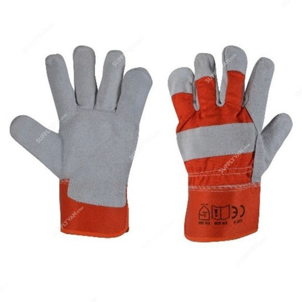 Leather Working Gloves, IJT, Free Size, Grey, PK12