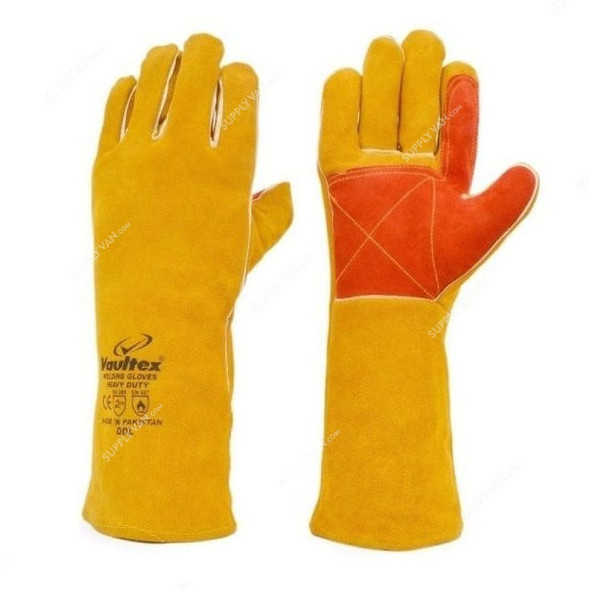 Vaultex Welding Gloves, DDL, Free Size, Yellow, PK12