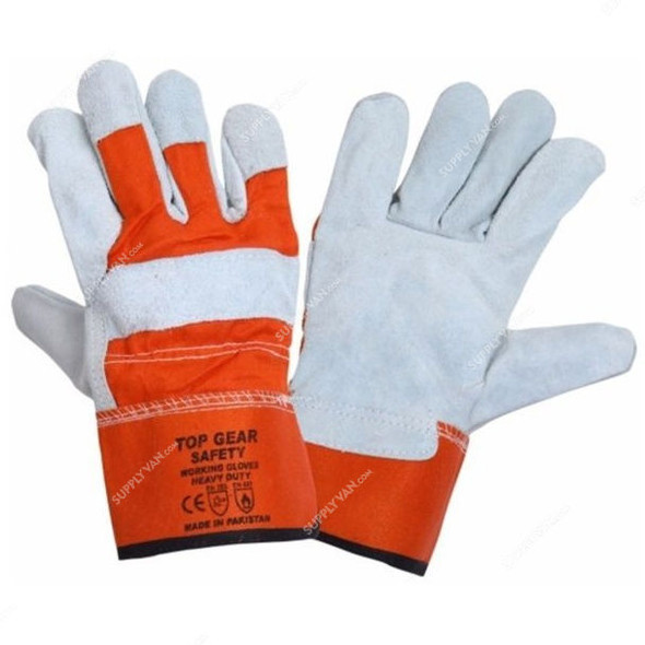 Armstrong Single Palm Leather Gloves, BBM, Free Size, Orange, 12 Pcs/Pack