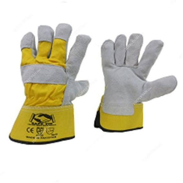 Armstrong Single Palm Leather Gloves, GPGRP, Free Size, Yellow, 12 Pcs/Pack