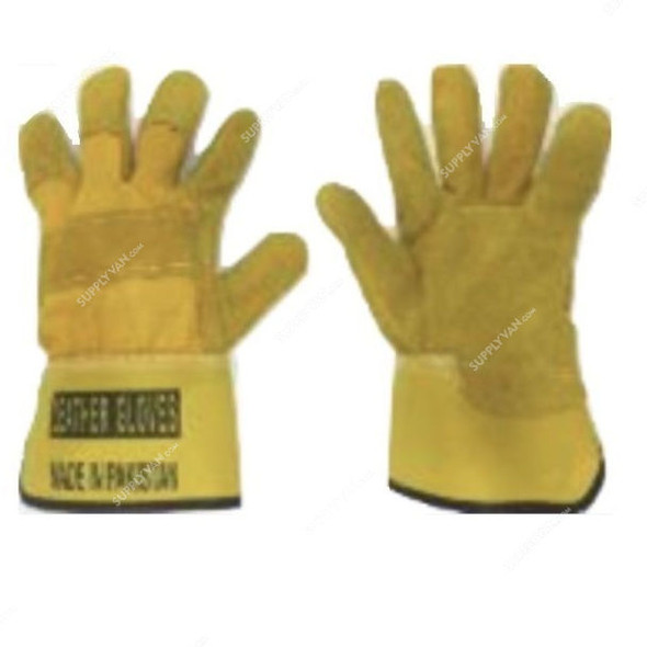 Vaultex Leather Working Gloves, CAD, Free Size, Yellow, PK12