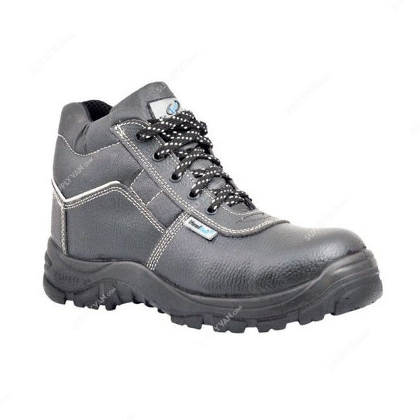 Vaultex Steel Toe Safety Shoes, SGB, Size43, Black, High Ankle