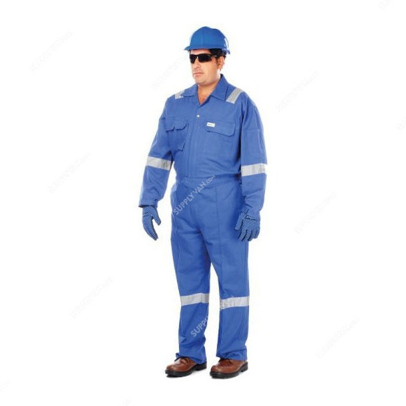 Vaultex Coverall With Reflective Strips, VRB, 260GSM, M, Royal Blue