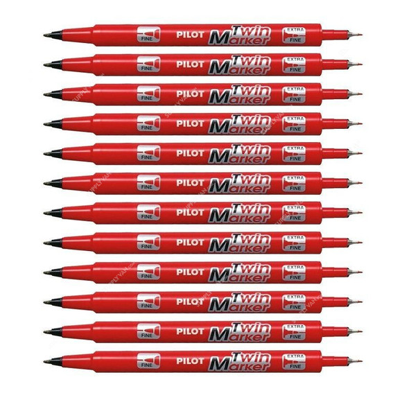 Pilot Twin Marker, SCATM-R, Red, PK12