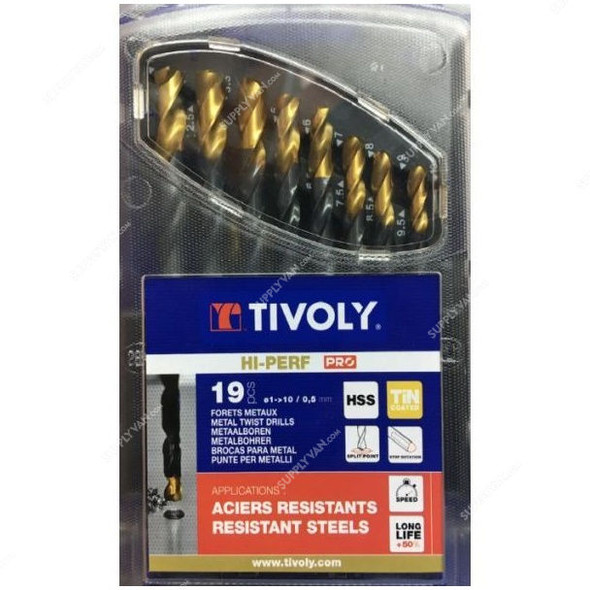 Tivoly Drill Bit Set, 11453170015, Hi-Perf Pro, 19PCS