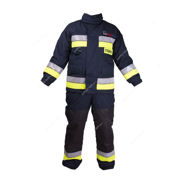 Bulldozer Fire Fighting Suit, BDUSP2-2, Cotton, M, Navy Blue