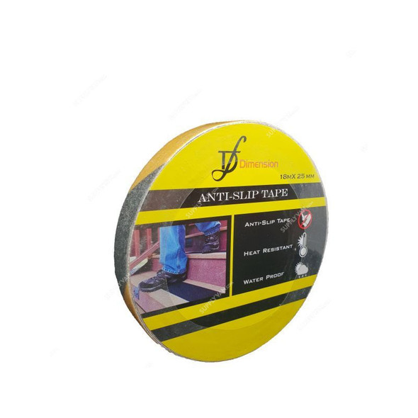 Dimension Anti-Slip Tape, 811-60-2518-BY, 25MM x 18 Mtr, Black/Yellow