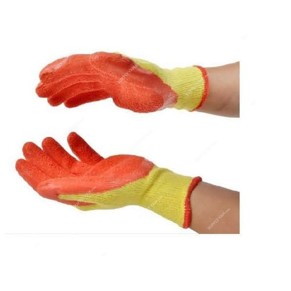 Apex Latex Coated Gloves, XL, Yellow/Orange