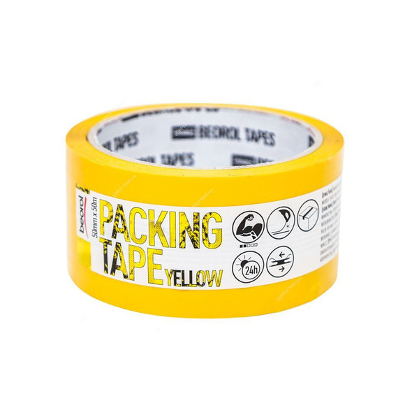 Beorol Packing Tape, KSZU, Acrylic Adhesive, 50MM x 50 Mtrs, Yellow
