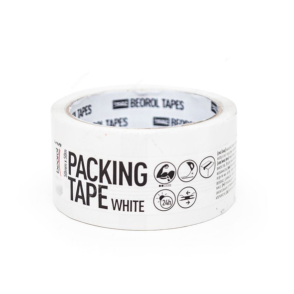 Beorol Packing Tape, STB, Acrylic Adhesive, 50MM x 50 Mtrs, White