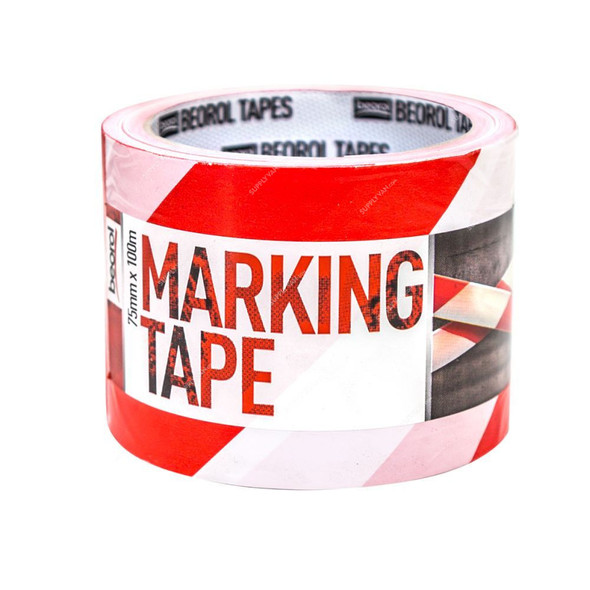 Beorol Marking Tape, TZOCB, Acrylic Adhesive, 75MM, White and Red