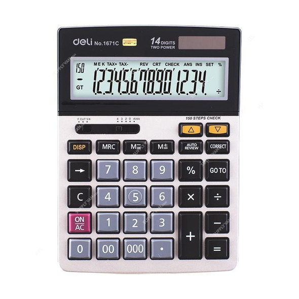 Deli Desktop Calculator, E1671C, LCD, 14 Digits