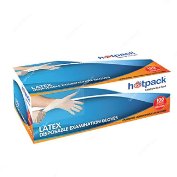 Hotpack Powder Free Latex Gloves, PFLGM, M, 1000 Pcs/Carton