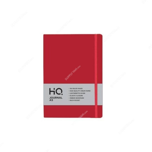 Navneet HQ Journal Casebound Notebook, NAV85817, A5, 80 Sheets, Red