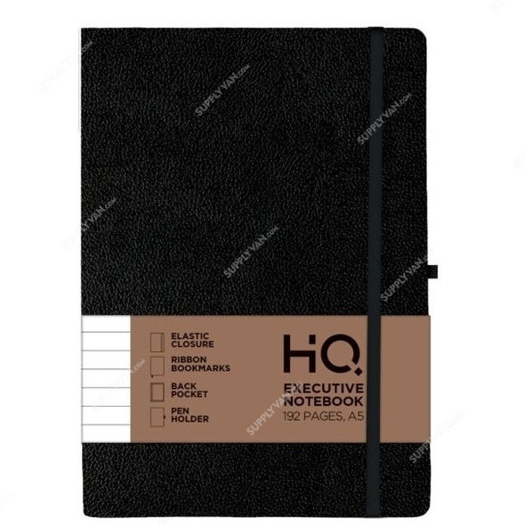 Navneet Executive Casebound Notebook, NAV85656, A5, 96 Sheets, Black