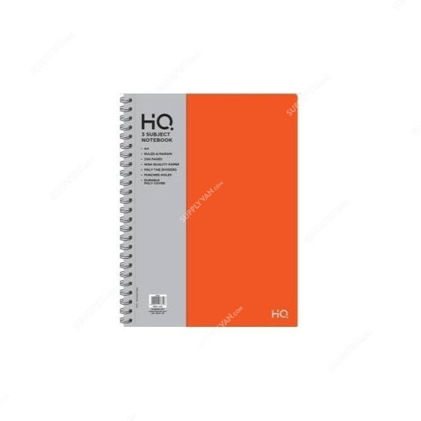 Navneet HQ 3 Subject Notebook, NAV85828, A4, 100 Sheets, Orange