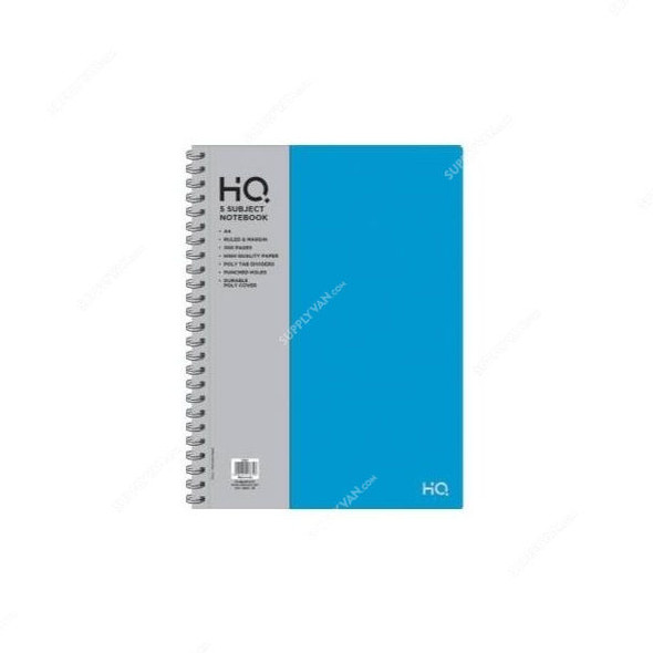 Navneet HQ 5 Subject Wiro Notebook, NAV85830, A4, 150 Sheets, Blue