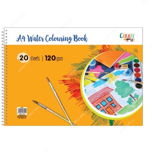 Navneet Spiral Watercolor Book, NAV85840, A4, 40 Pages, 120 GSM, 20 Sheets, Orange