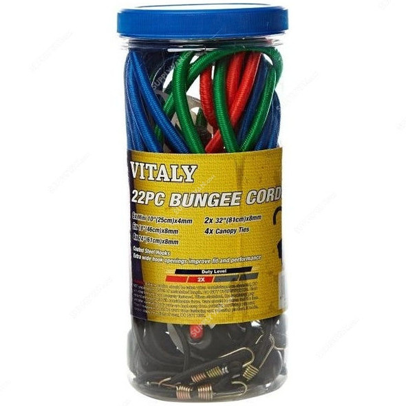 Vitaly Bungee Cord, Multicolor, 22PCS