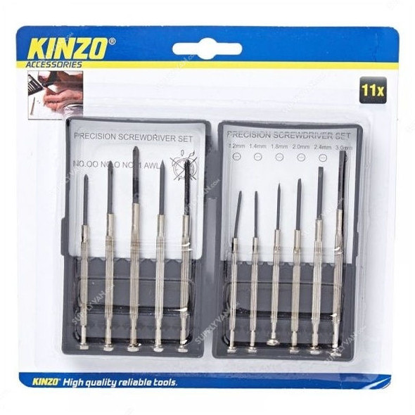 Kinzo Precision Screwdriver Set, 79475, Silver, PK11