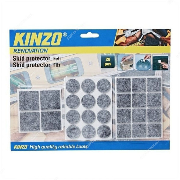 Kinzo Stick-On Skid Protector Felt Set, 15667, Grey, PK28