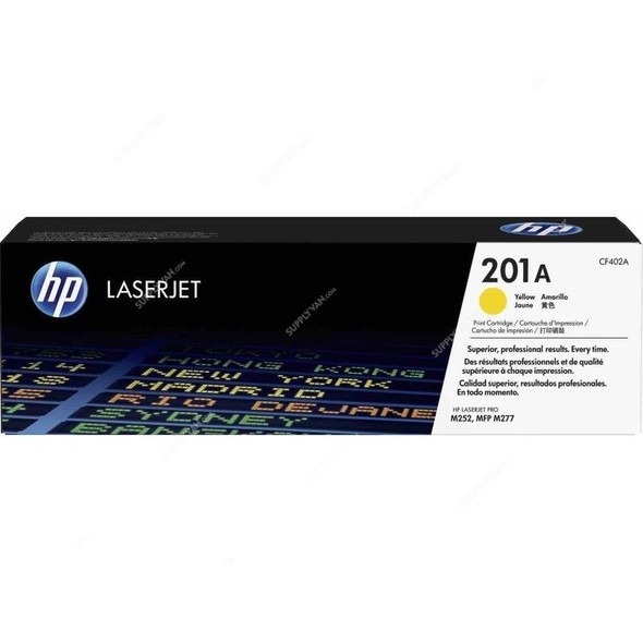 HP Original LaserJet Toner Cartridge, CF402A, 201A, Yellow