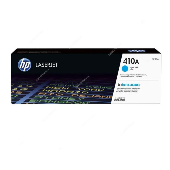 HP Original LaserJet Toner Cartridge, CF411A, 410A, Cyan