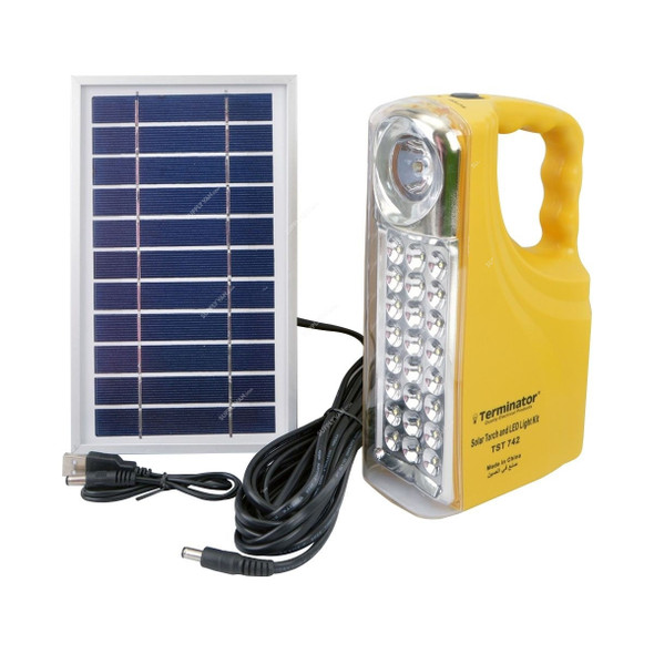 Terminator Solar Torch and LED Light Set, TST 742, 3.7V, Yellow