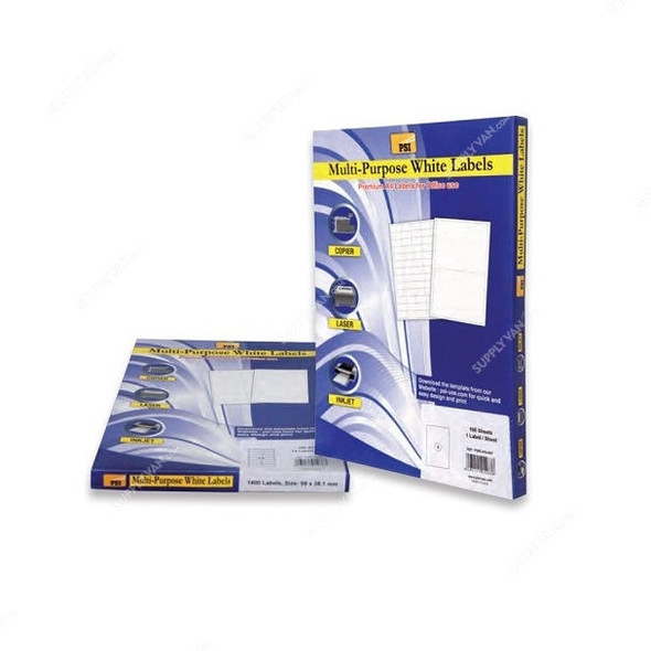 PSI Multipurpose Label, PSML99X34, 99 x 34MM, White, 100 Pcs/Pack