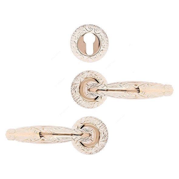 ACS Rose Door Handle W/ Key Hole, Z09-AA103-IVORY-GP, White and Gold