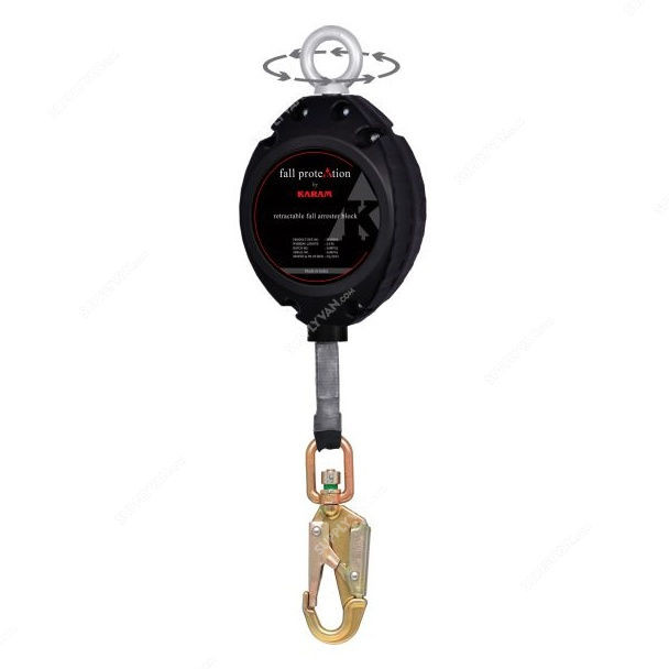 Karam Retractable Fall Arrester W/ Webbing PCWB06 Polymer 6 Mtrs Black ...