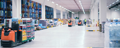Warehouse storage shelves