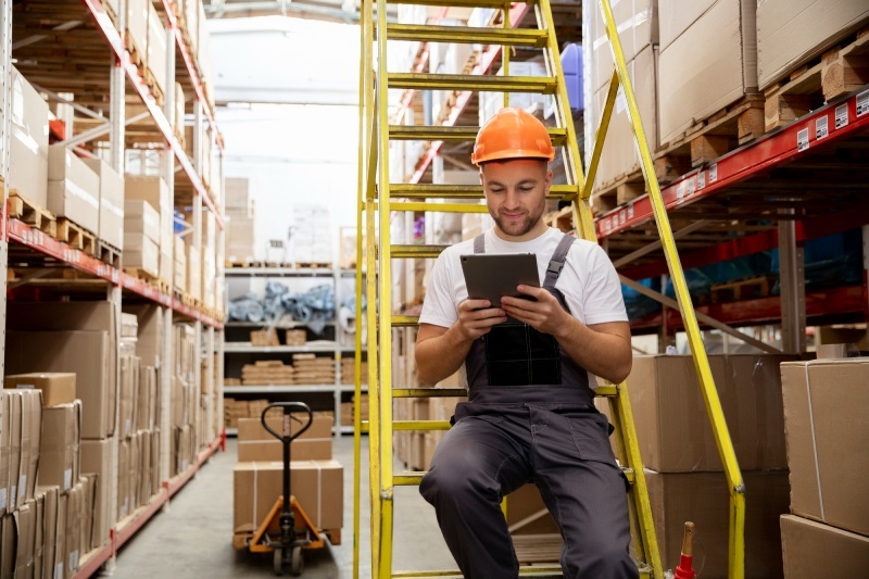 Warehouse storage shelves