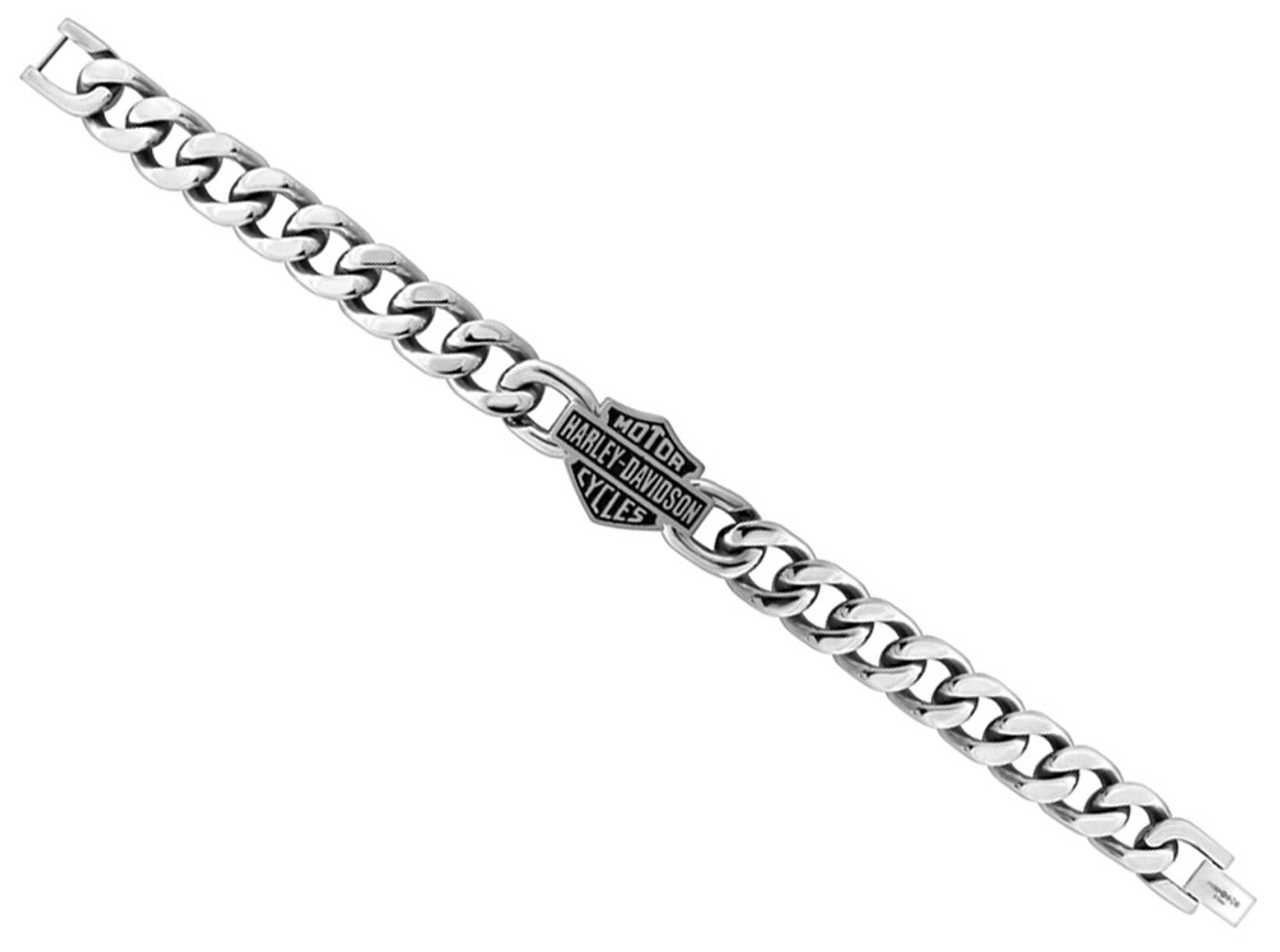 Harley-Davidson® Men's Bar & Shield Stainless Steel Chain Bracelet HSB0015