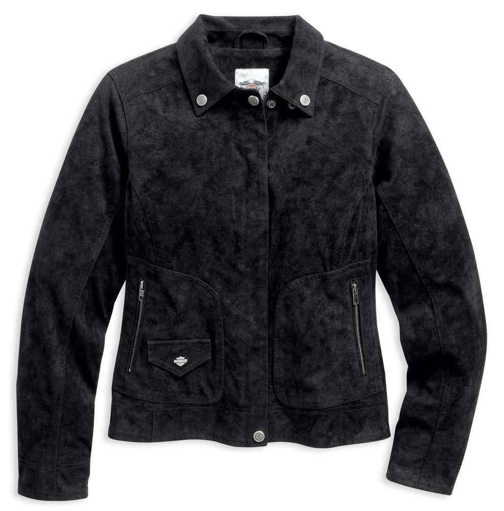 Harley-Davidson® Women's Soar Sueded Jacket, Black Suede Leather