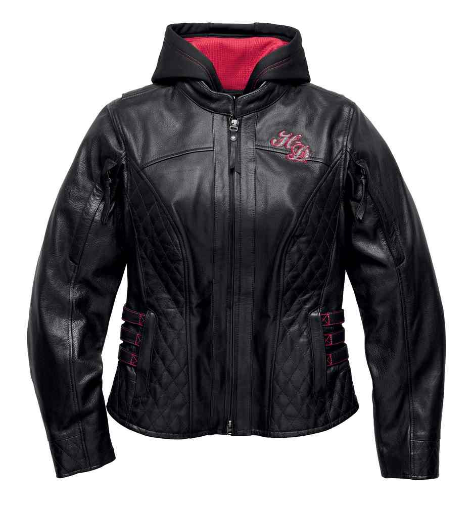 Harley-Davidson® Women's Scroll Skull 3-IN-1 Leather Jacket, Black