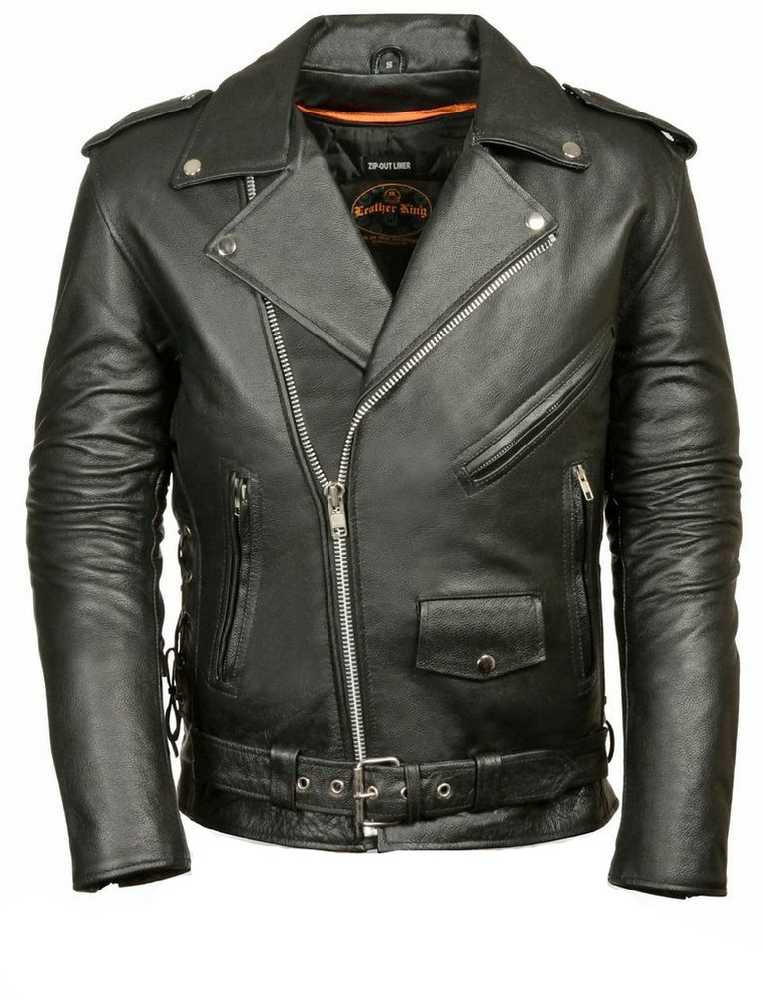 Leather King Men's Classic Side Lace Police Style Motorcycle