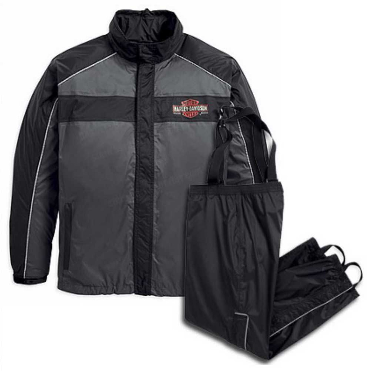 Harley-Davidson® Men's Roadway Rain Suit Gray & Black 98239