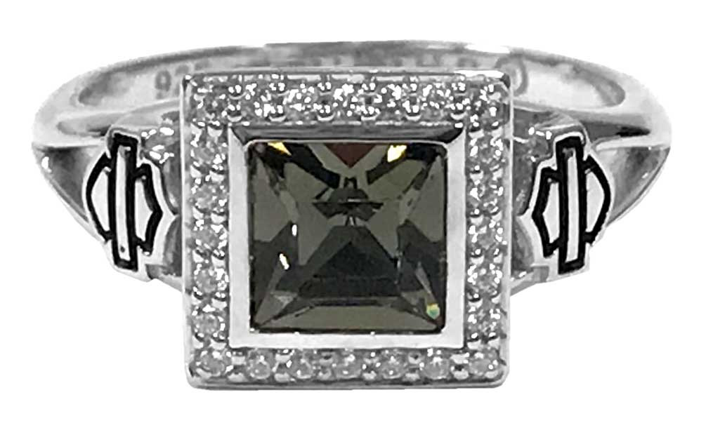 Harley-Davidson® Women's Ring, Black Ice Crystal Outline Bling