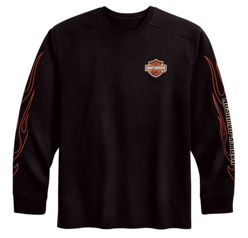 Harley-Davidson® Men's Bar & Shield Flames Long Sleeve Tee Black