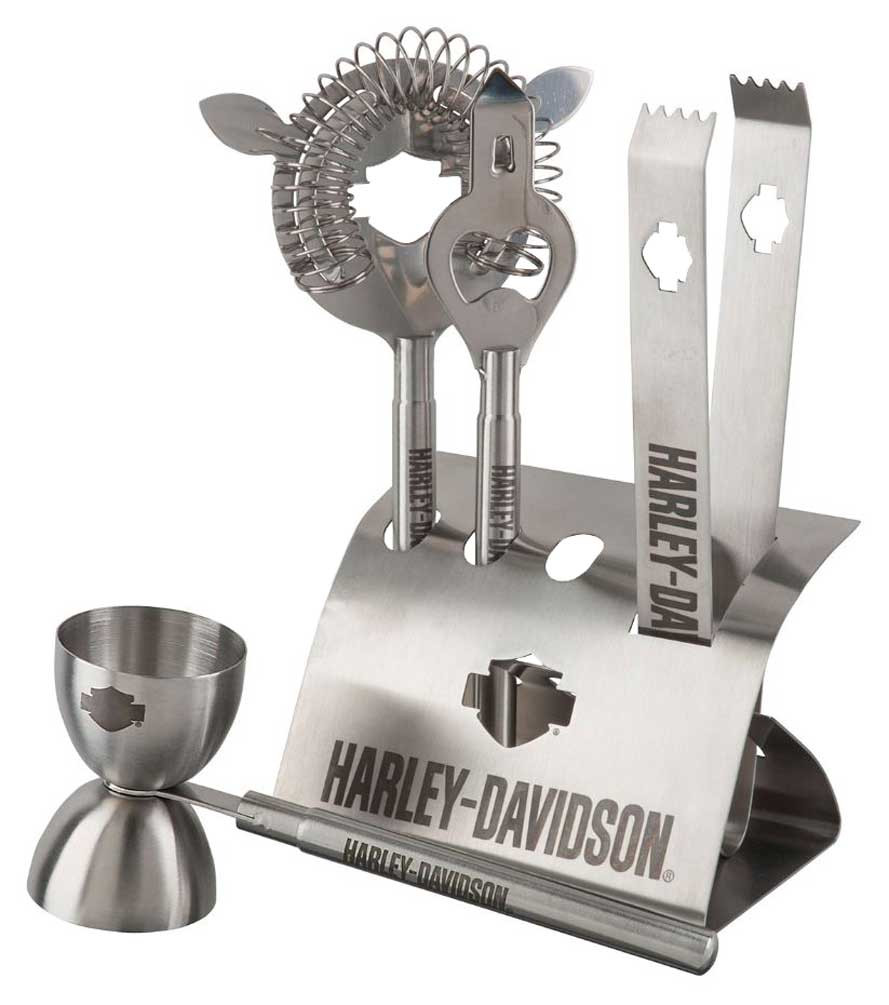 Harley-Davidson® Bar Tool Set, Bar & Shield 5-Piece Stainless Set