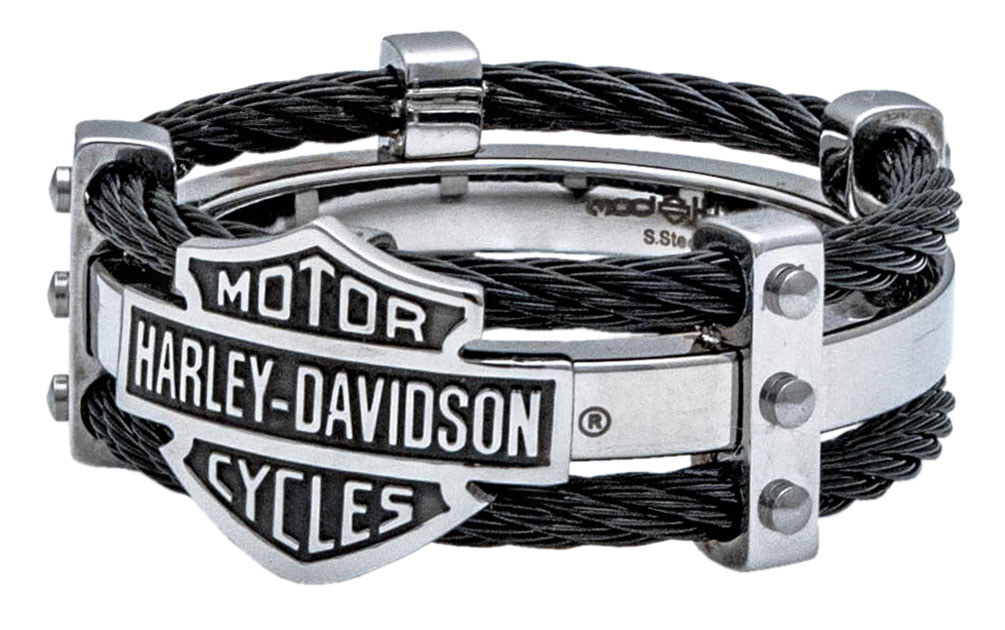 Harley-Davidson® Men's Ring, Bar & Shield Logo Double Steel Cable