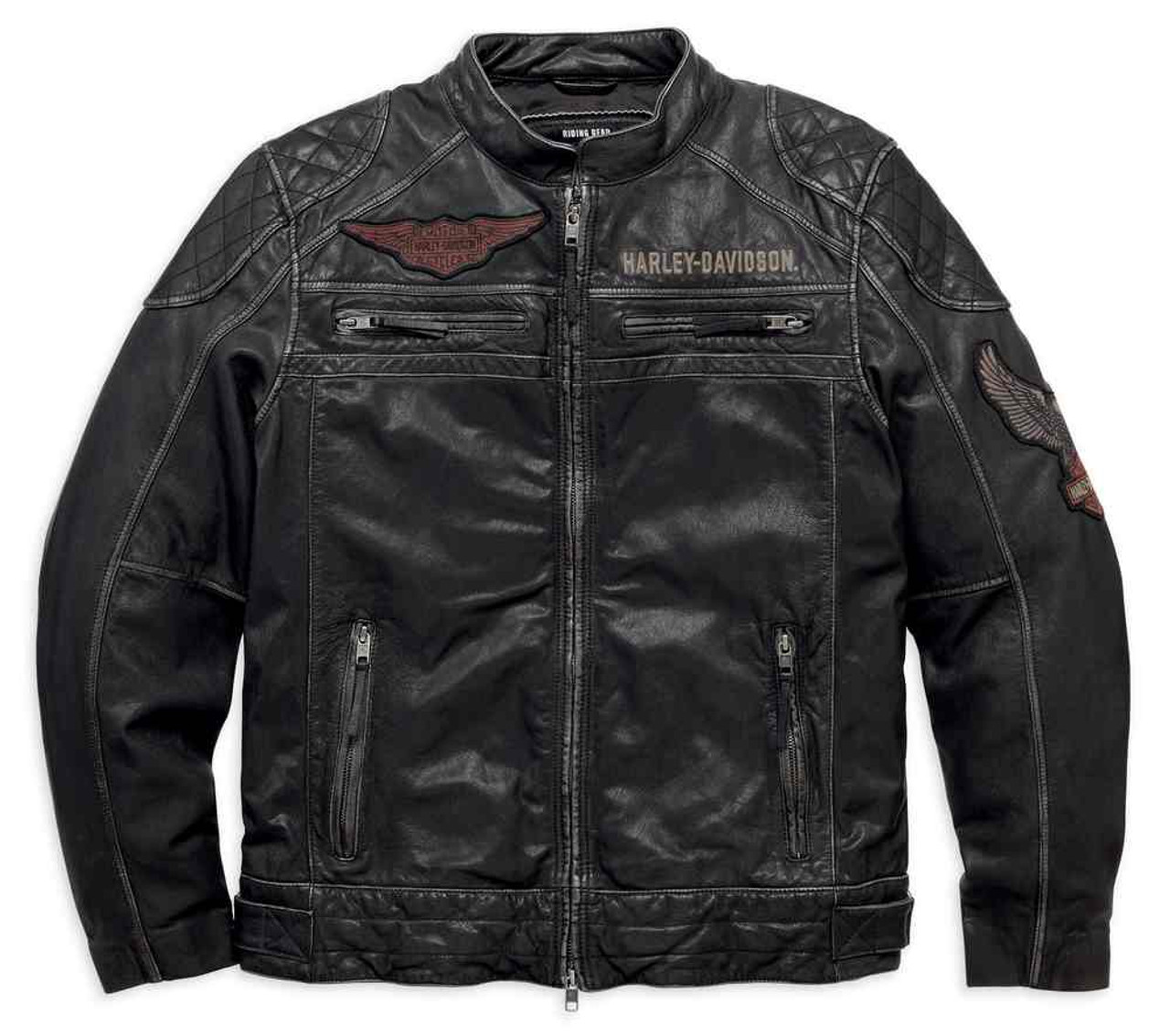 Harley-Davidson® Men's Annex Distressed Goatskin Leather Jacket, Black  98098-16VM