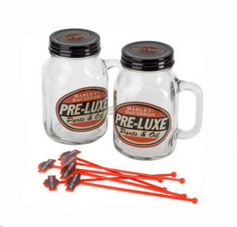 Harley-Davidson® Mason Jar Set, Pre-Luxe Glass Jar Gift Set, 2