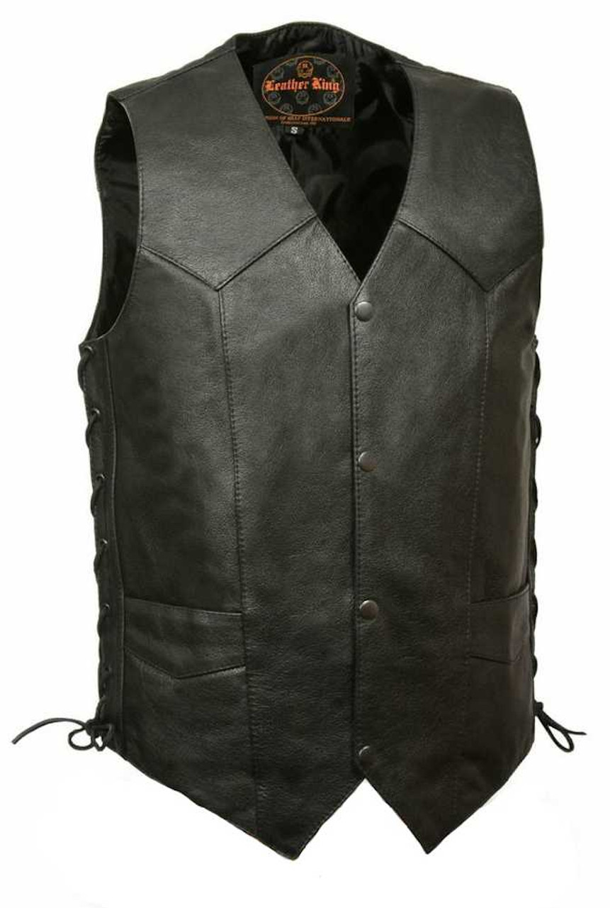 Leather King Men's Classic Side Lace Vest w/ Gun Pockets SH1397 