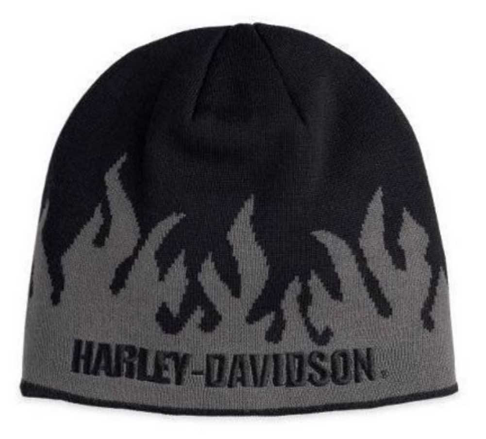 100 RUDE ルード スカルボーン総柄デニムトラッカーベスト 墨黒 Harley-Davidson® Men's Flames Knit Hat Gray & Black 99473-10VM