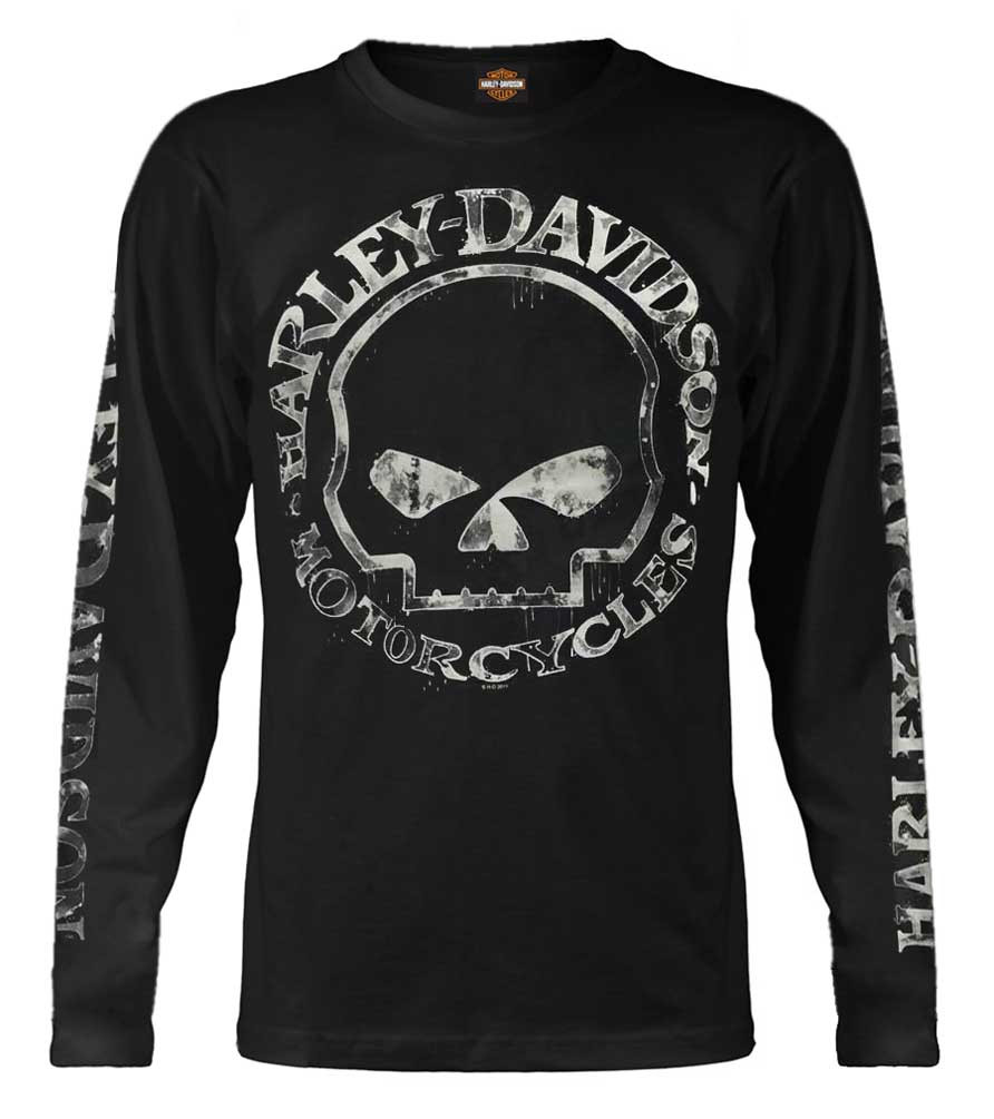 Harley-Davidson® Men's Shirt, Hand Made Willie G Skull Long Sleeve